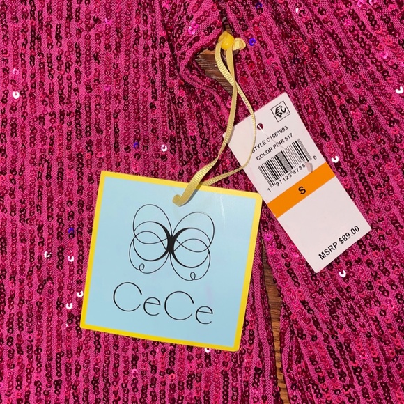 NWT CeCe™ Sequin One Shoulder Top with Big Bow - Picture 2 of 11